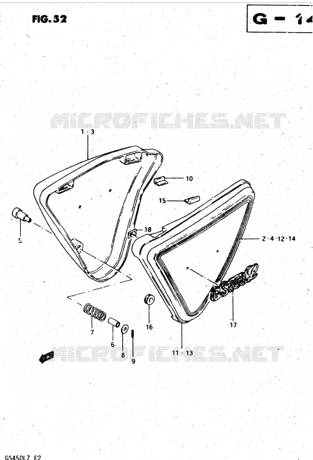 FAIRING (MODEL X E22, E25) Suzuki MOTO 450 GS-L 1982  GS450LZ(E2)