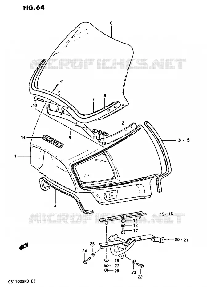 FAIRING (NO.1) (GS1100GKZ) Suzuki MOTO 1100 GS-G 1982  GS1100GKZ(Z/2/D)