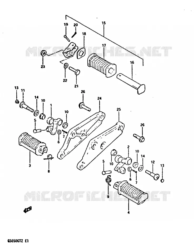 FOOTREST (MODEL Z) Suzuki MOTO 650 GS 1999  GS650GTX(X/Z)