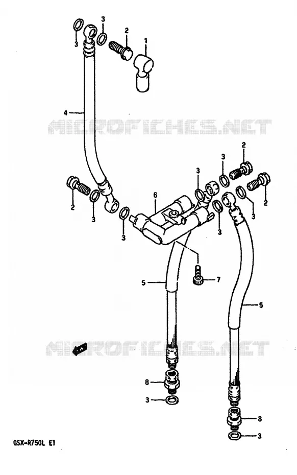 FRONT BRAKE HOSE (MODEL J/K) Suzuki MOTO 750 GSX-R 1989  GSX-R750K(K/L/M)