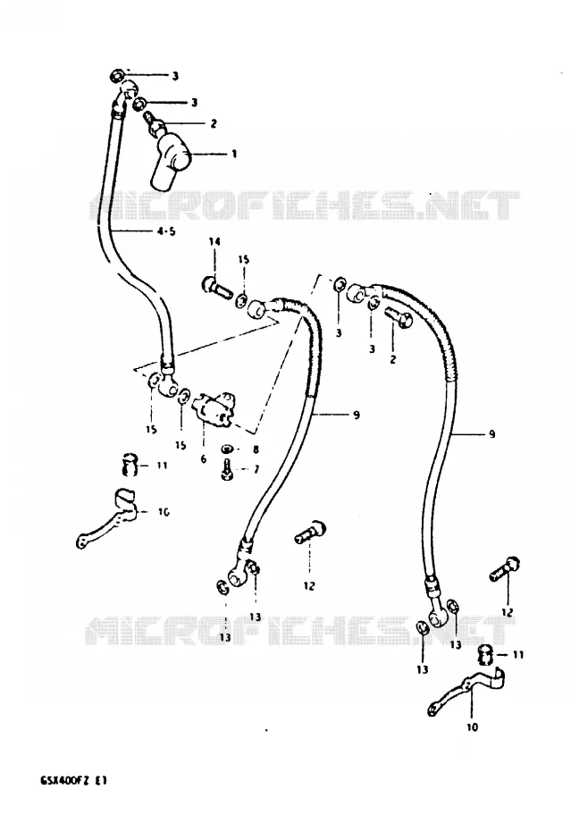 FRONT BRAKE HOSE (MODEL X) Suzuki MOTO 400 GSX 1980  GSX400FT