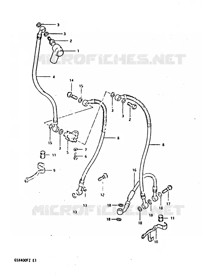 FRONT BRAKE HOSE (MODEL Z) Suzuki MOTO 400 GSX 1982  GSX400FZ(X/Z)