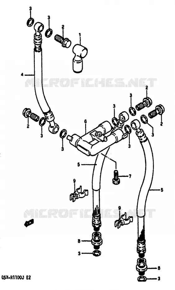 FRONT BRAKE HOSE Suzuki MOTO 1100 GSX-R 1987  GSX-R1100H(G/H/J)