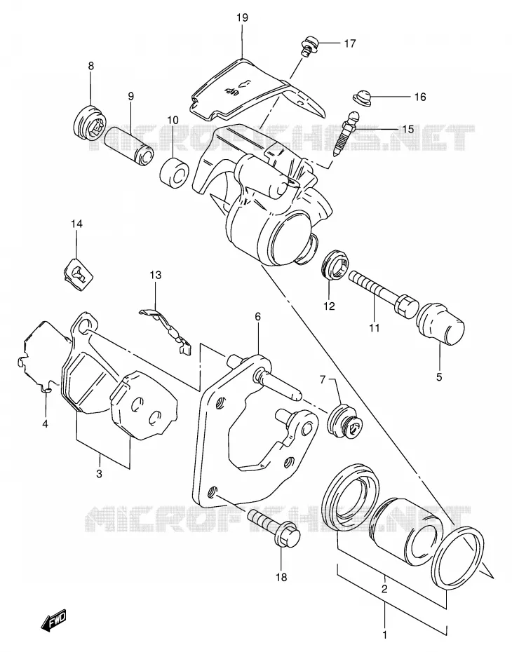 FRONT CALIPER (MODEL D/F/K/L/M) Suzuki MOTO 125 GS 1982  GS125EEZ(E1)