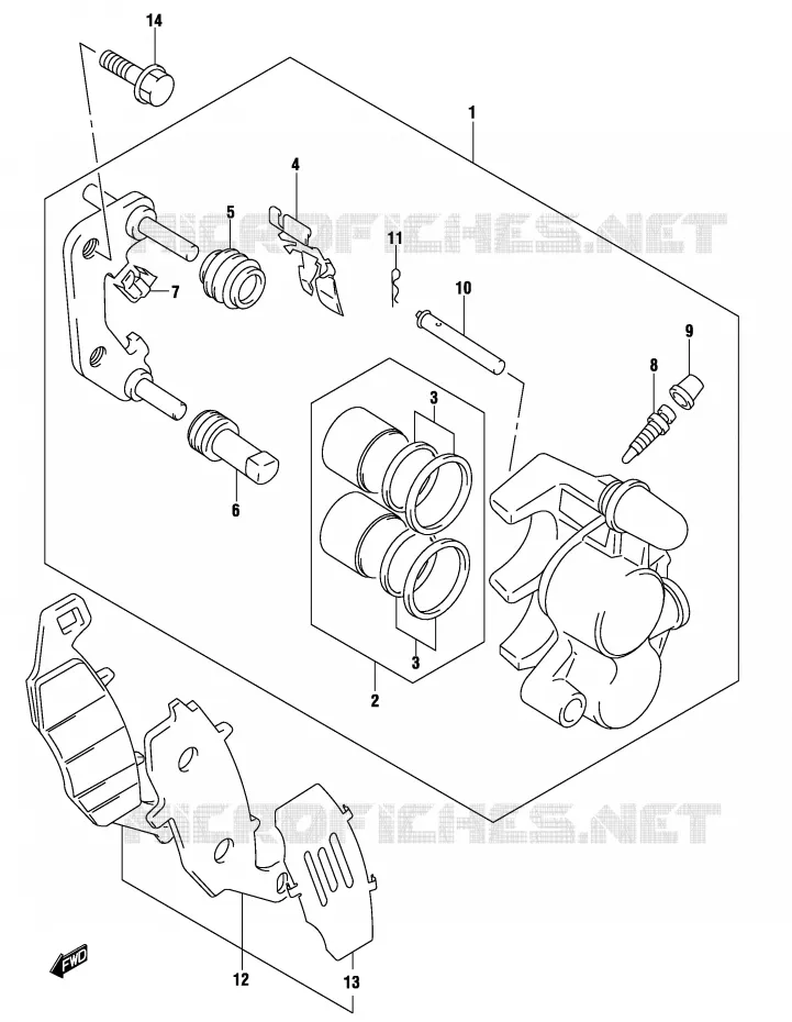 FRONT CALIPER (MODEL K3) Suzuki MOTO 500 GS-F 2004  GS500FK4(P19)