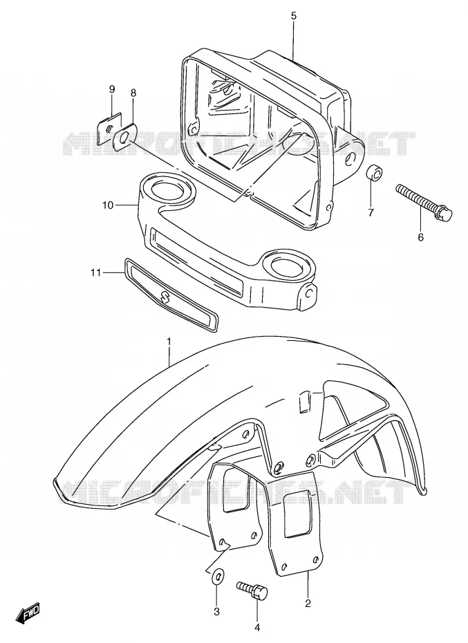 FRONT FENDER - HEADLIGHT Suzuki MOTO 125 GS 2000  GS125SY(E71)