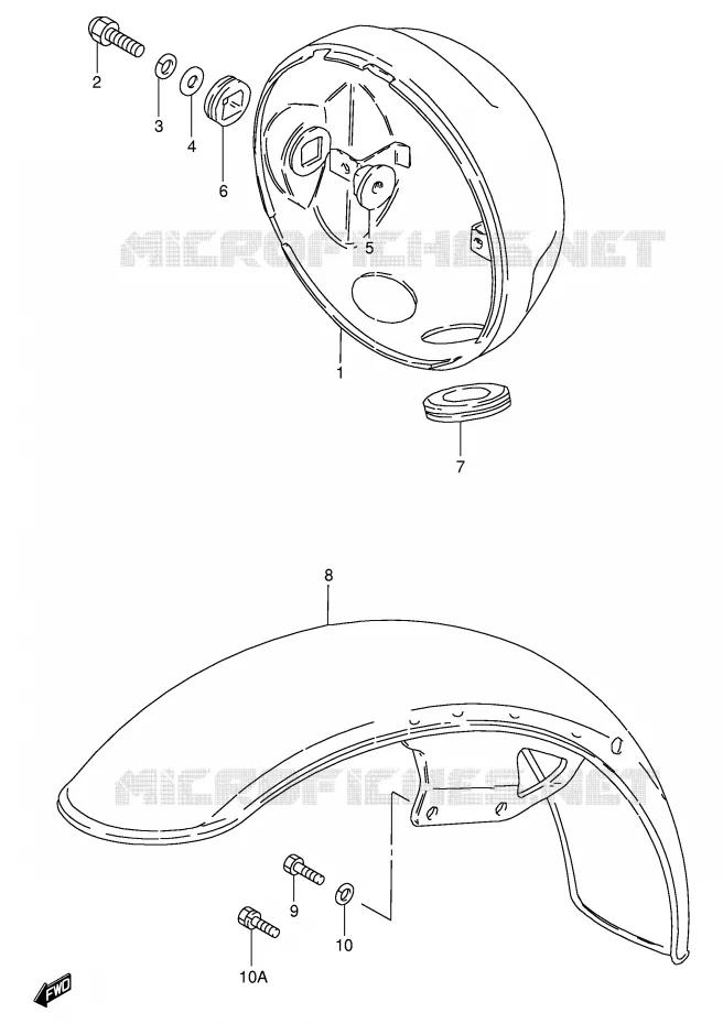 FRONT FENDER - HEADLIGHT Suzuki MOTO 250 GN 1990  GN250L(E2)