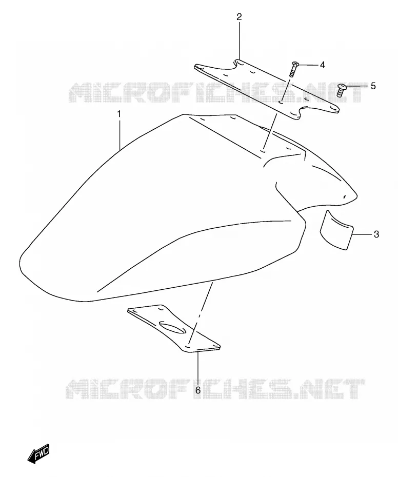 FRONT FENDER (GSF1200ST/SV/SAV/SW/SAW/SX/SAX/SY/SAY) Suzuki MOTO 1200 BANDIT 2000  GSF1200SAY(E2)