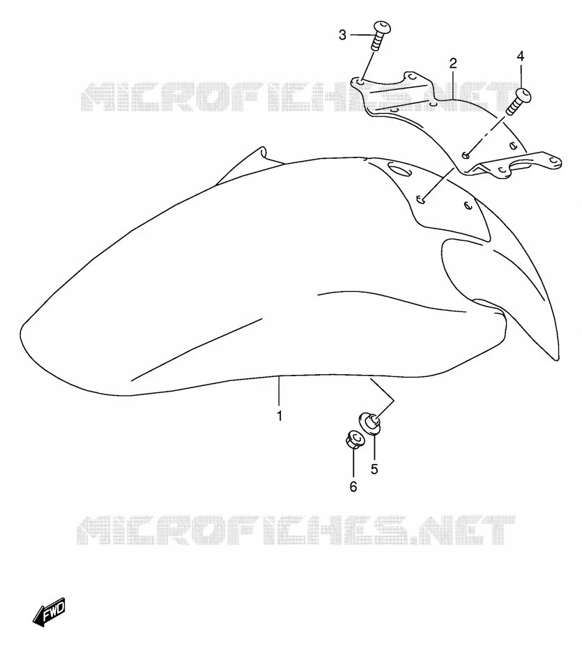 FRONT FENDER (GSF600ST/SUT/SV/SUV/SW/SUW/SX/SUX) Suzuki MOTO 600 BANDIT 1999  GSF600UX(E2)