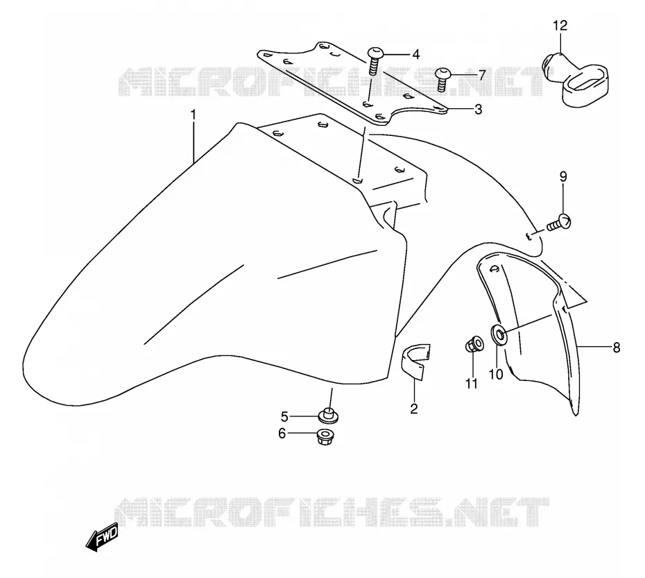 FRONT FENDER (MODEL K/L/M/N/P/R/S) Suzuki MOTO 500 GS-E 1995  GS500ES(E2)