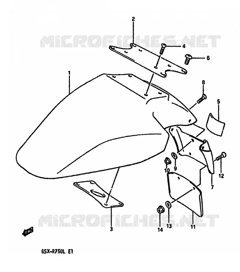 FRONT FENDER (MODEL K) Suzuki MOTO 750 GSX-R 1988  GSX-R750J(J/K/L)