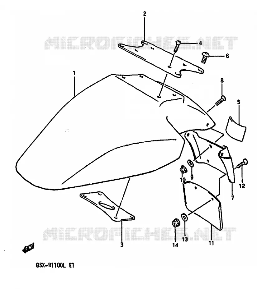 FRONT FENDER (MODEL L E24) Suzuki MOTO 1100 GSX-R 1989  GSX-R1100K(K/L)