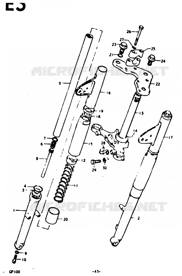 FRONT FORK (E6) Suzuki MOTO 100 GP 1992  GP100N(C/N)