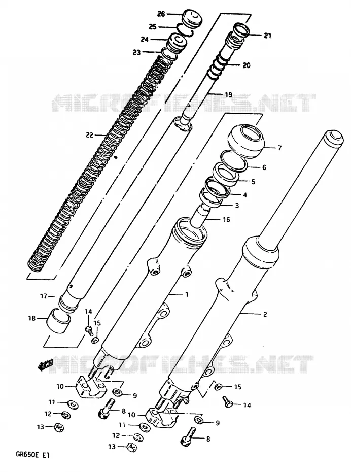FRONT FORK (GR650D/E) Suzuki MOTO 650 TEMPTER 1983  GR650D(D/E)
