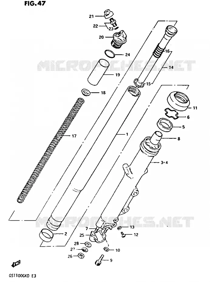 FRONT FORK (GS1100GK2/GKD) Suzuki MOTO 1100 GS-G 1982  GS1100GK2(Z/2/D)