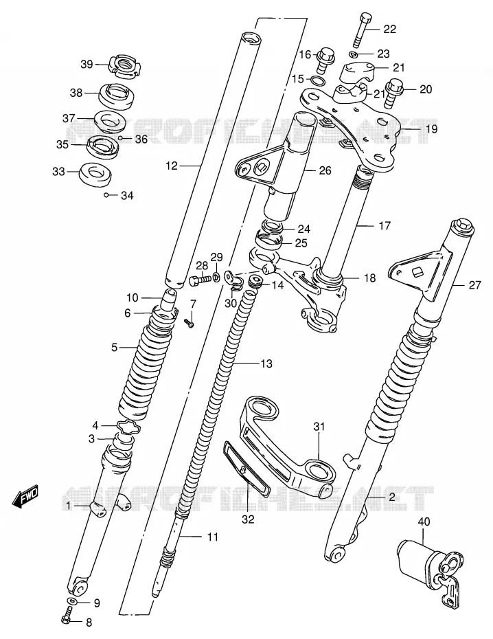 FRONT FORK (GS125EZ E17) Suzuki MOTO 125 GS 1994  GS125ESR(E1)