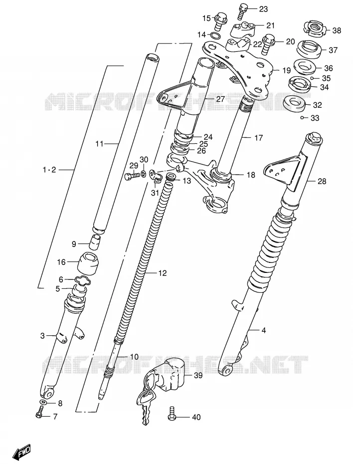 FRONT FORK (GS125SR/ESR P37 '96.12~) Suzuki MOTO 125 GS 1982  GS125EEZ(E1)