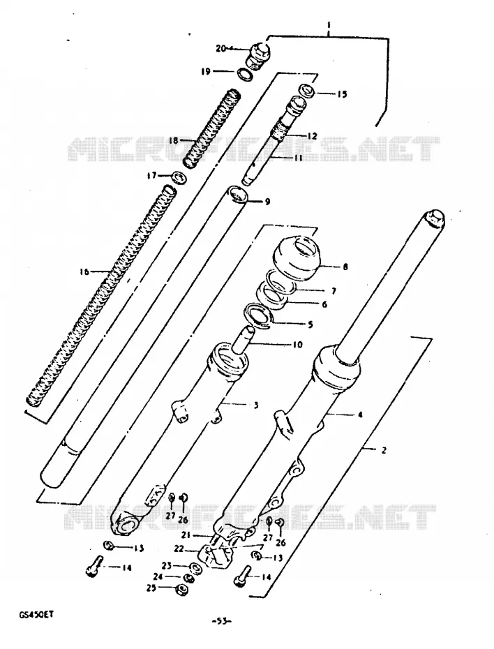 FRONT FORK (GS450ET.T) Suzuki MOTO 450 GS 1996  GS450T(T)
