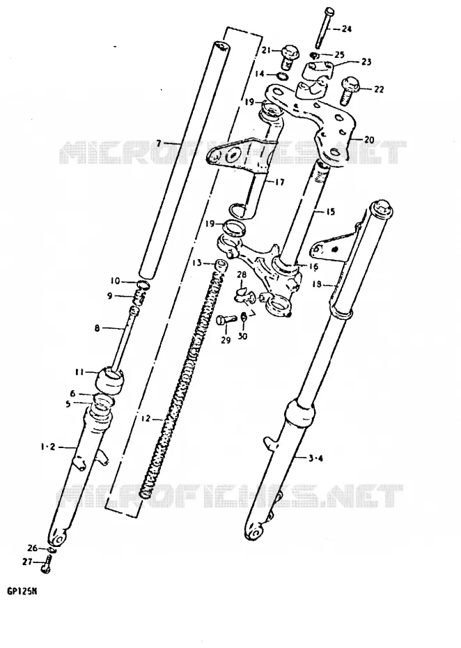 FRONT FORK (KAYABA)(GP125N, GP125UN) Suzuki MOTO 125 GP 1992  GP125UN(C/N)