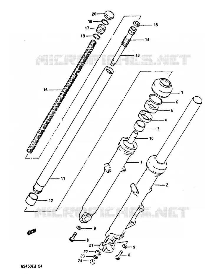 FRONT FORK (MODEL J) Suzuki MOTO 450 GS-S 1984  GS450SE(E/F/G/H/J)