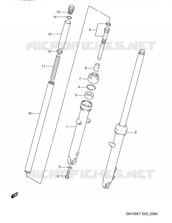 FRONT FORK (MODEL T) Suzuki MOTO 125 GN 1994  GN125ER(E3)