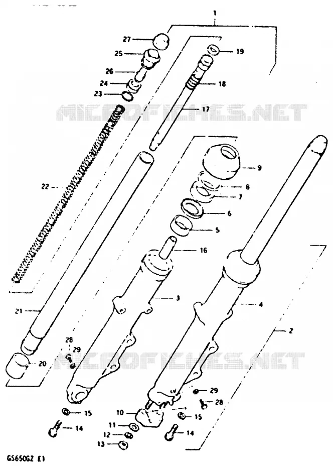 FRONT FORK (MODEL X) Suzuki MOTO 650 GS 1999  GS650GX(X/Z)
