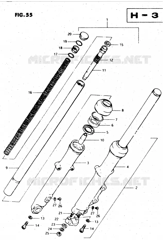 FRONT FORK (MODEL Z) Suzuki MOTO 450 GS-L 1999  GS450LX(E2)