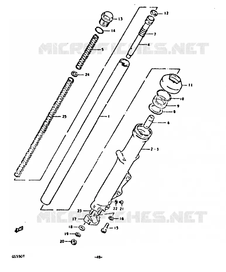 FRONT FORK (SINGLE DISK) Suzuki MOTO 550 GS 1980  GS550ET(T)