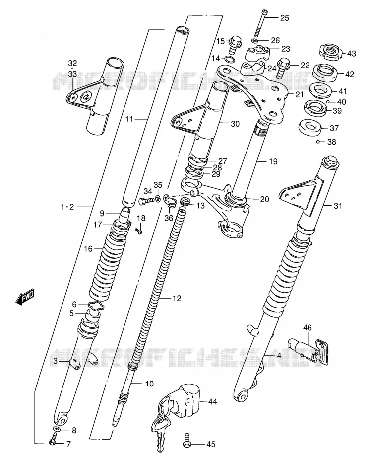 FRONT FORK Suzuki MOTO 125 GS 1990  GS125ESL(E1)