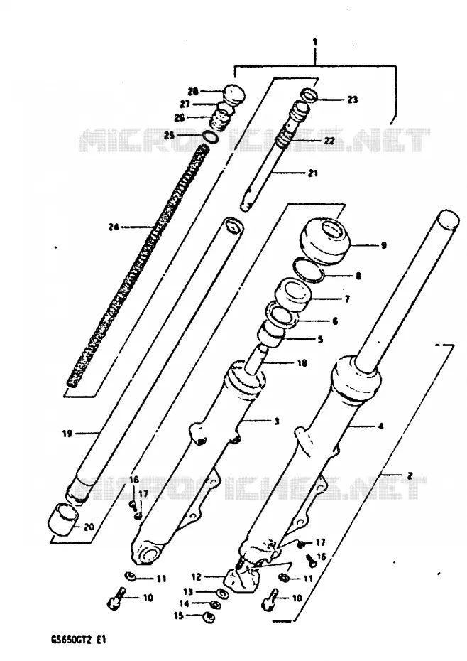 FRONT FORK Suzuki MOTO 650 GS 1982  GS650GTZ(X/Z)