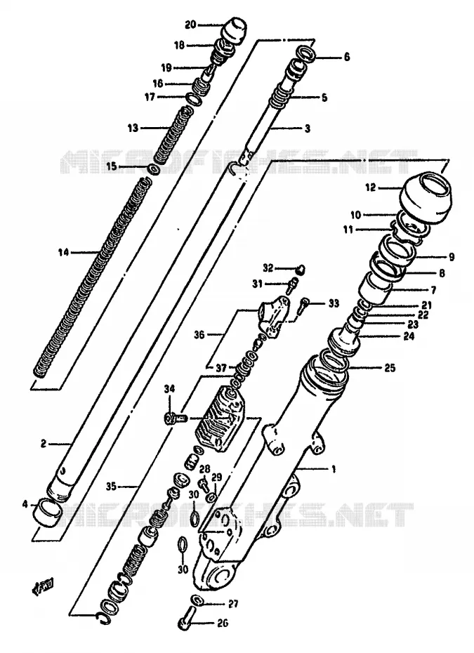 FRONT RIGHT DAMPER (MODEL Z) Suzuki MOTO 550 GS 1982  GS550MZ(X/Z)