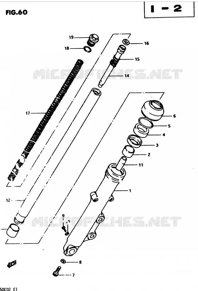FRONT RIGHT DAMPER Suzuki MOTO 450 GS-E 1983  GS450ED2(2/Z/D)