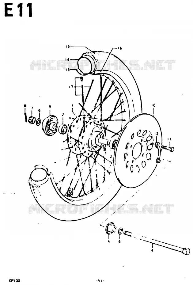 FRONT WHEEL (C, N) Suzuki MOTO 100 GP 1992  GP100UN(C/N)