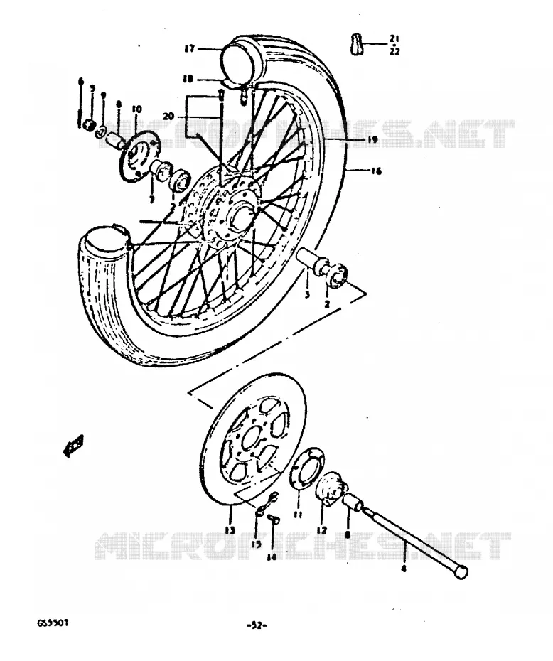 FRONT WHEEL (FOR SPOKE WHEEL/SINGLE DISK) Suzuki MOTO 550 GS 1980  GS550ET(T)