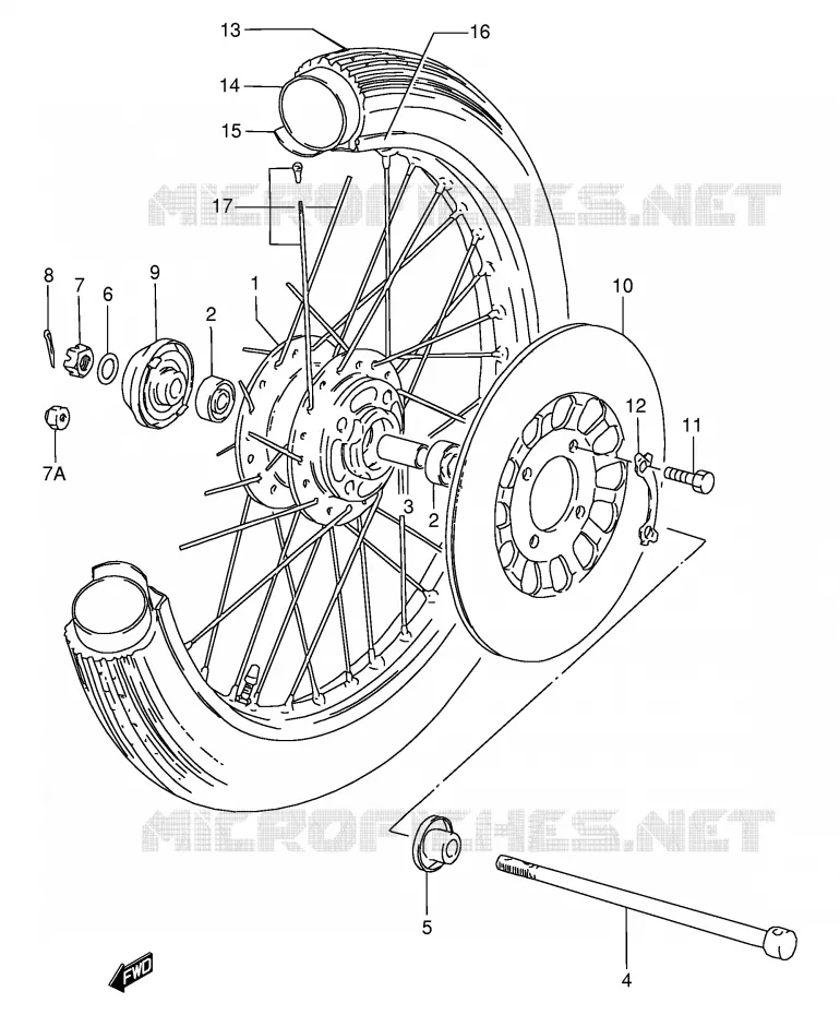 FRONT WHEEL (GN125Z/D/K/M/R) Suzuki MOTO 125 GN 1994  GN125ER(E1)