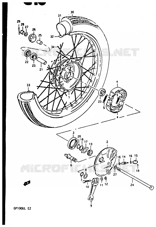 FRONT WHEEL (GP100UX/UD/UL) Suzuki MOTO 100 GP 1983  GP100ED(X/D/L)