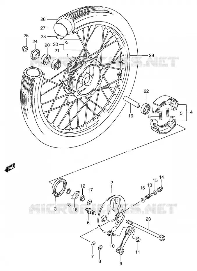 FRONT WHEEL (GS125UX/UY) Suzuki MOTO 125 GS 2000  GS125SY(E71)
