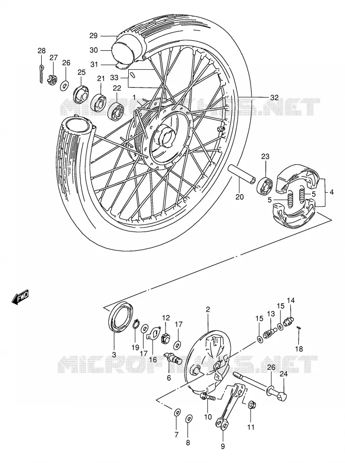 FRONT WHEEL (GS125Z/D) Suzuki MOTO 125 GS 1982  GS125Z(E1)