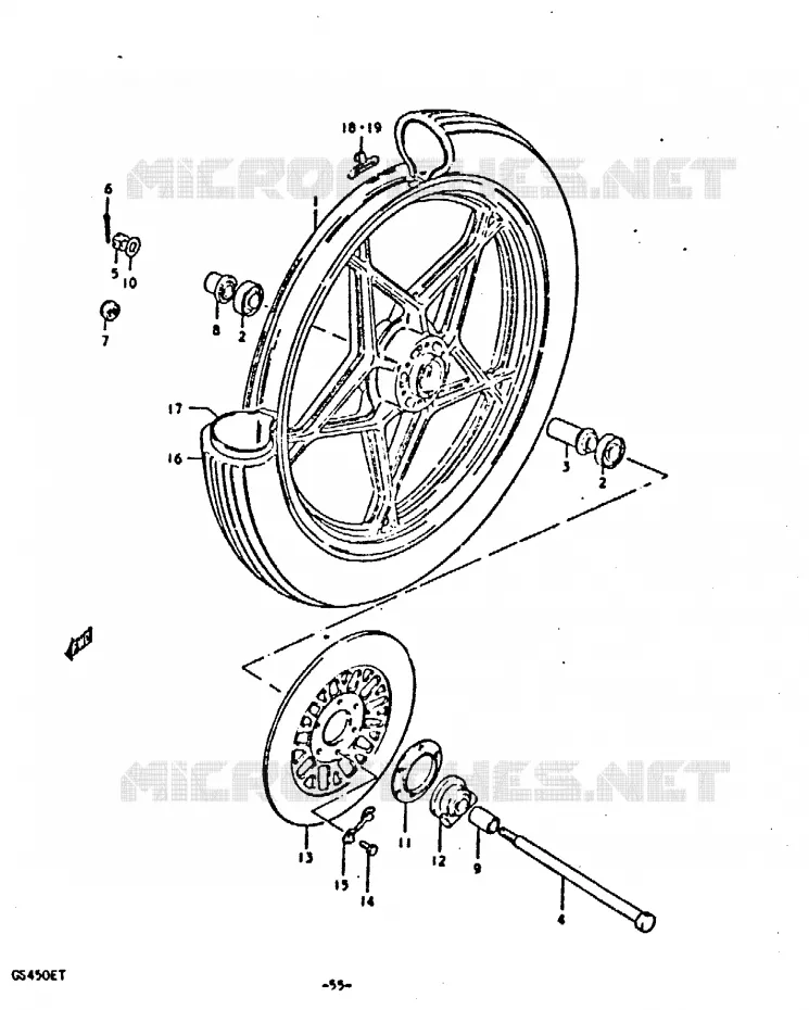 FRONT WHEEL (GS450ET) Suzuki MOTO 450 GS 1996  GS450T(T)