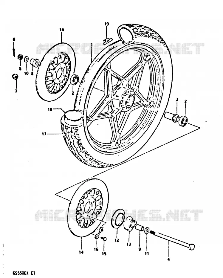 FRONT WHEEL (GS550EX) Suzuki MOTO 550 GS 1981  GS550EX(X)