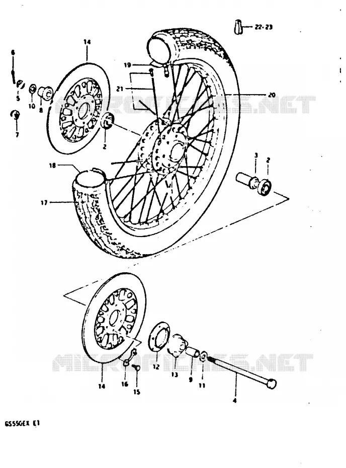 FRONT WHEEL (GS550X) Suzuki MOTO 550 GS 1981  GS550EX(X)
