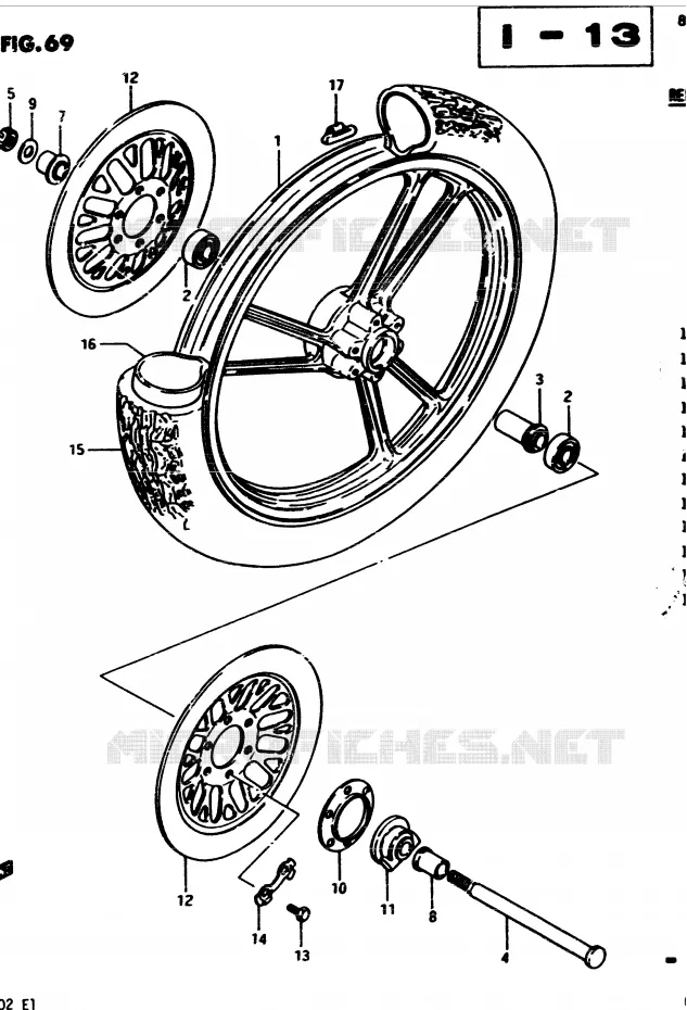 FRONT WHEEL (MODEL D E34) Suzuki MOTO 450 GS 1982  GS4502(2/Z/D)
