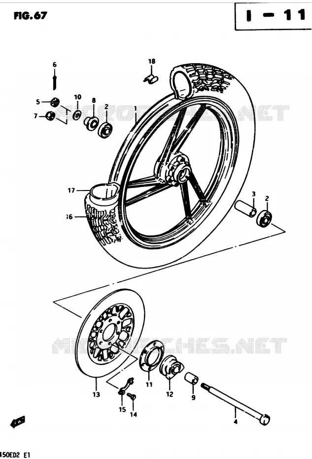 FRONT WHEEL (MODEL D) Suzuki MOTO 450 GS 1982  GS450Z(2/Z/D)