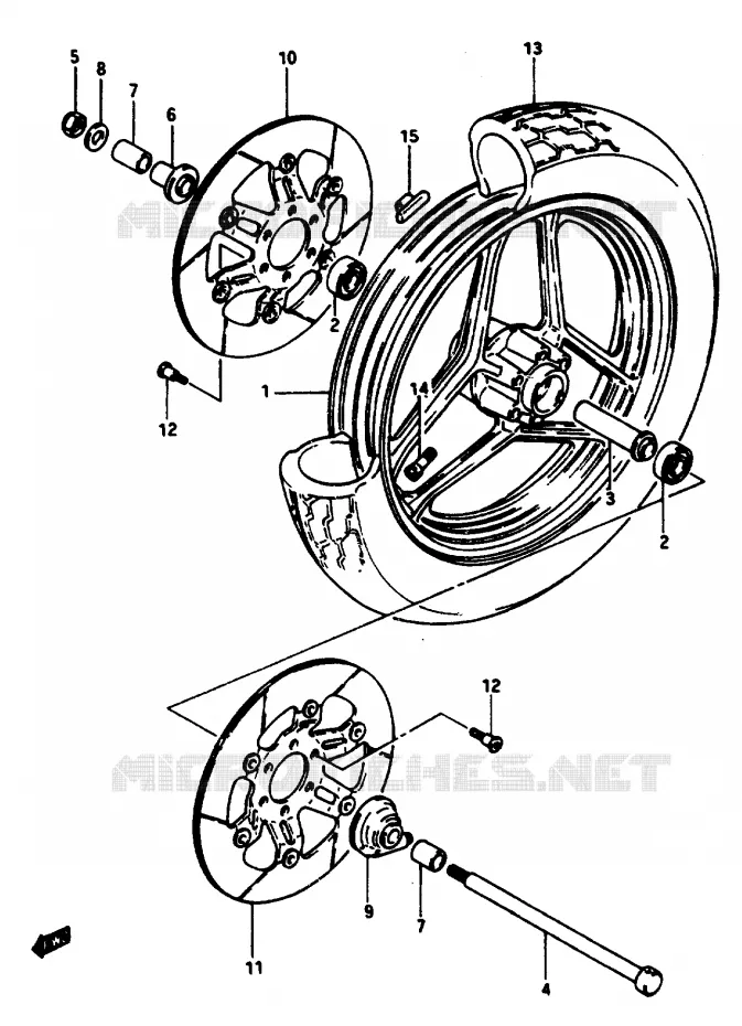 FRONT WHEEL (MODEL F/G) Suzuki MOTO 1100 GSX-E 1985  GSX1100ESF(E/F/G)