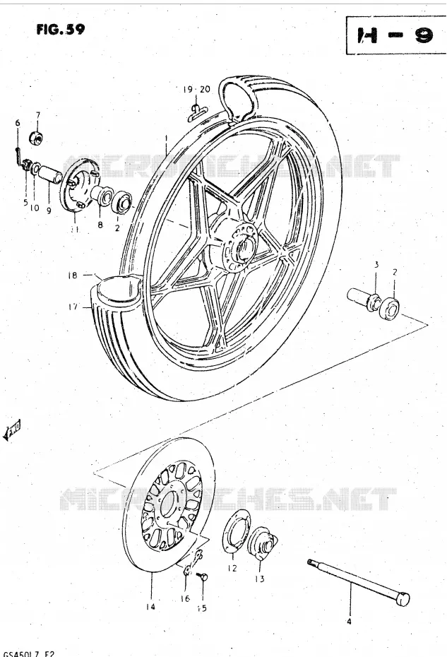 FRONT WHEEL (MODEL T, X) Suzuki MOTO 450 GS-L 1999  GS450LX(E2)