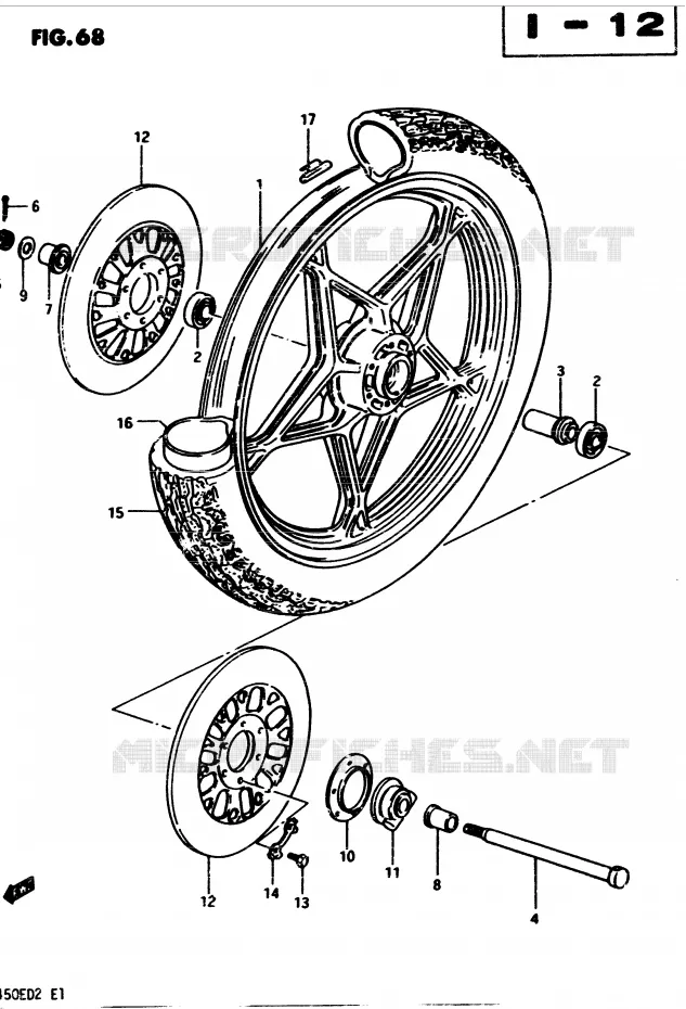 FRONT WHEEL (MODEL Z E34) Suzuki MOTO 450 GS 1982  GS450Z(2/Z/D)