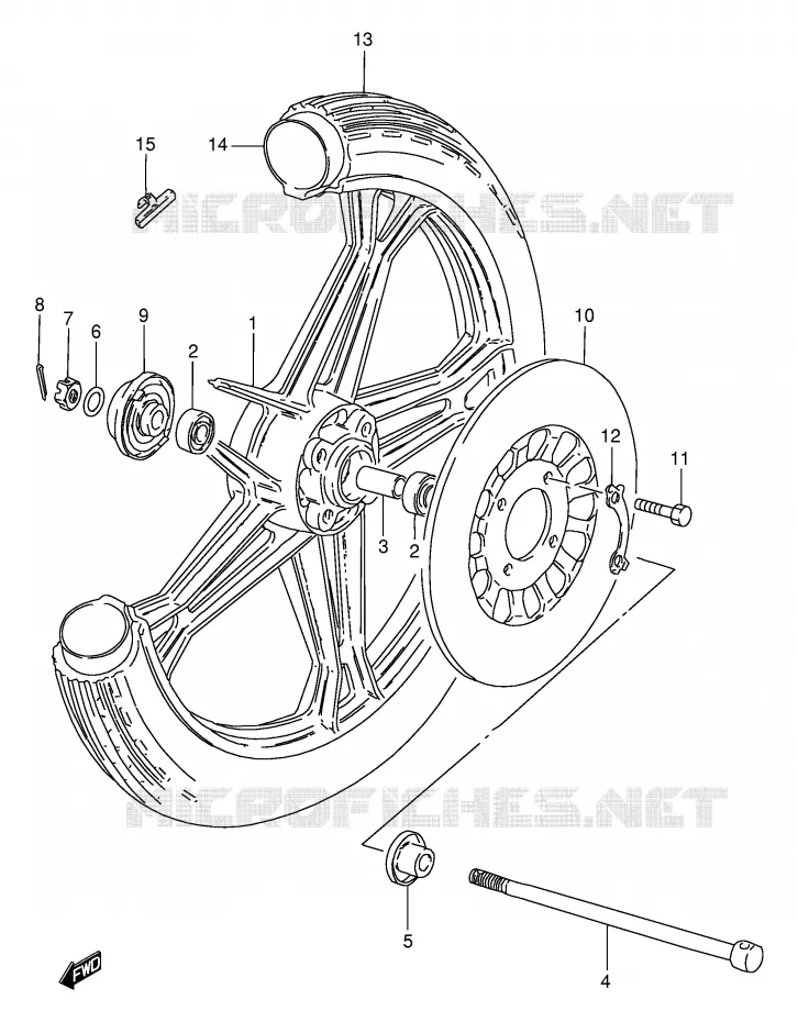 FRONT WHEEL (SEE NOTE) Suzuki MOTO 125 GN 1991  GN125M(E1)