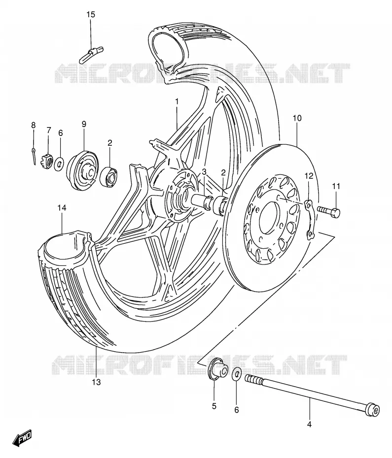 FRONT WHEEL (SEE NOTE) Suzuki MOTO 125 GS 1994  GS125ESR(E1)