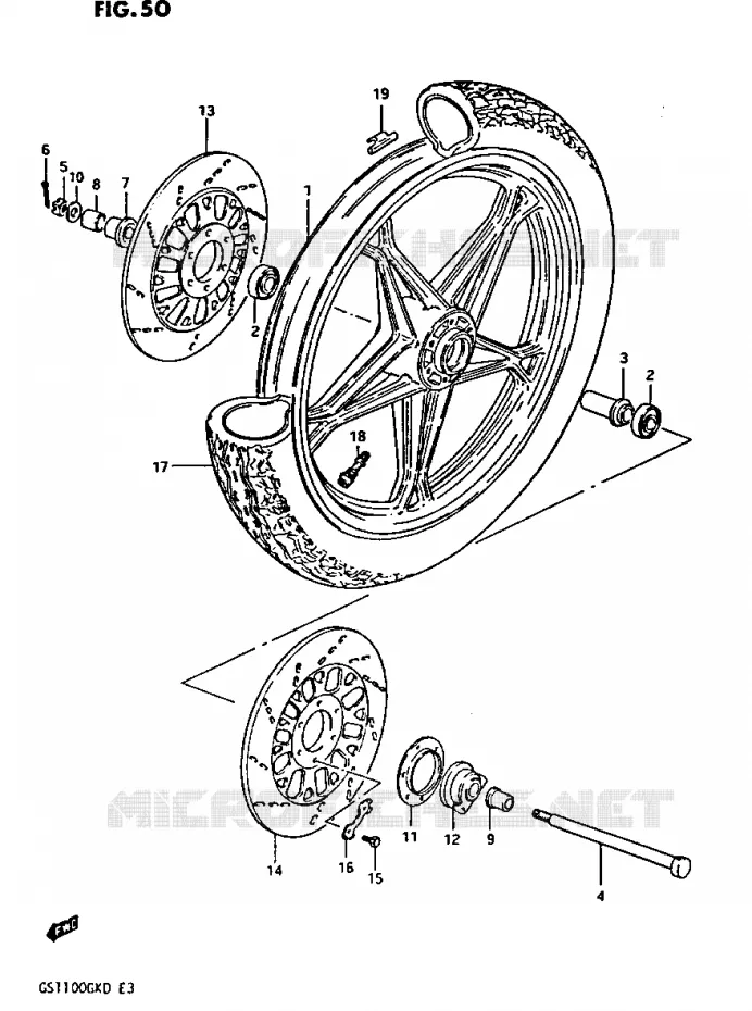 FRONT WHEEL Suzuki MOTO 1100 GS-G 1982  GS1100GK2(Z/2/D)
