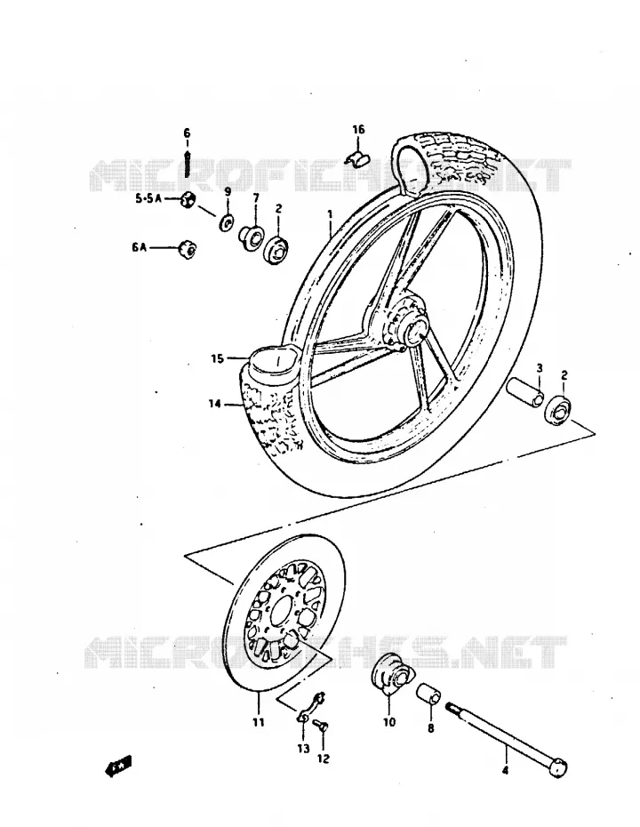 FRONT WHEEL Suzuki MOTO 450 GS-E 1987  GS450EH(E/F/G/H/J)